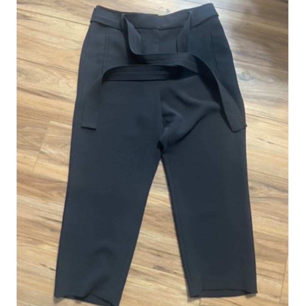 Wilfred Aritzia Tie-Front Pant Black High Waisted Cropped Straight Leg Size 14 - Picture 2 of 4